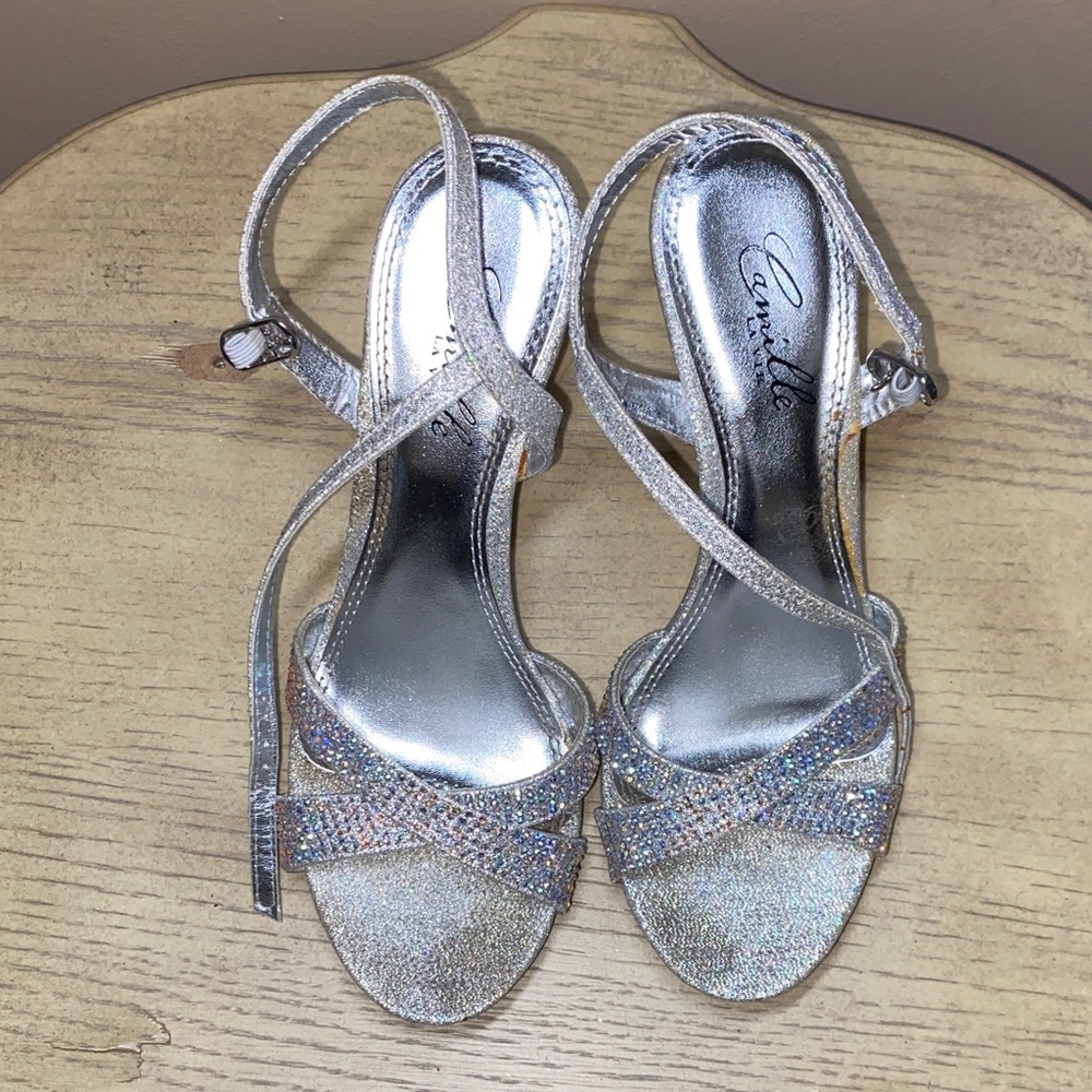 Camille La Vie Sparkling Silver Heels